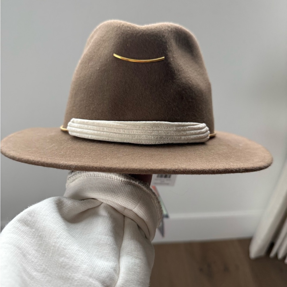 Bianca Felt Hat with Gold and White Accents